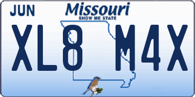 MO license plate XL8M4X