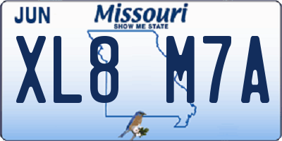 MO license plate XL8M7A