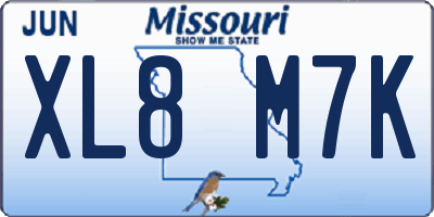 MO license plate XL8M7K