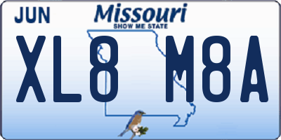 MO license plate XL8M8A