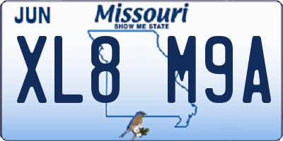 MO license plate XL8M9A