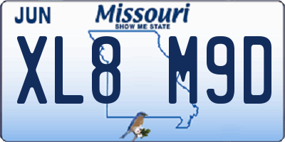 MO license plate XL8M9D