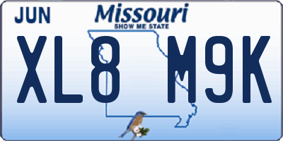 MO license plate XL8M9K