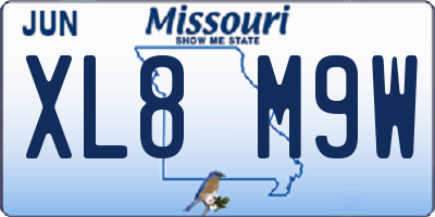 MO license plate XL8M9W