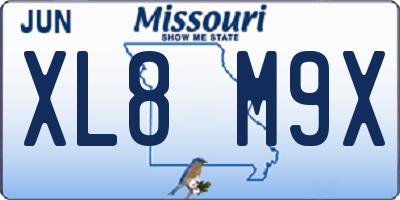 MO license plate XL8M9X