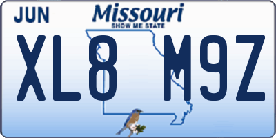 MO license plate XL8M9Z