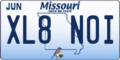MO license plate XL8N0I