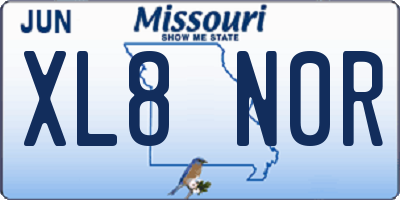 MO license plate XL8N0R