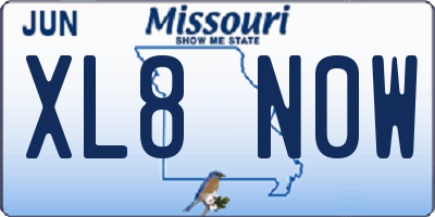 MO license plate XL8N0W