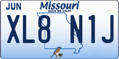 MO license plate XL8N1J