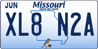 MO license plate XL8N2A