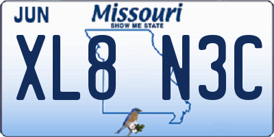 MO license plate XL8N3C