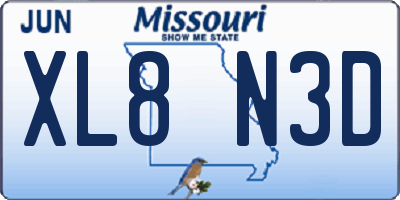 MO license plate XL8N3D