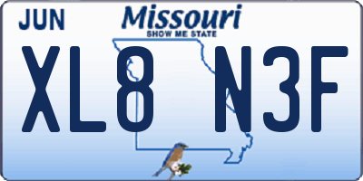 MO license plate XL8N3F