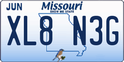 MO license plate XL8N3G