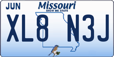 MO license plate XL8N3J