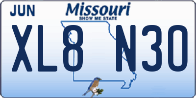 MO license plate XL8N3O