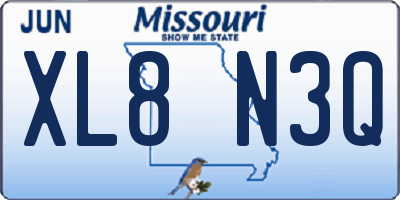 MO license plate XL8N3Q
