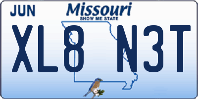 MO license plate XL8N3T