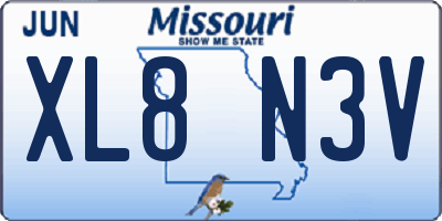 MO license plate XL8N3V