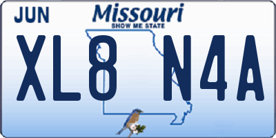MO license plate XL8N4A