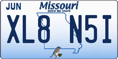 MO license plate XL8N5I