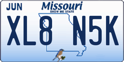 MO license plate XL8N5K