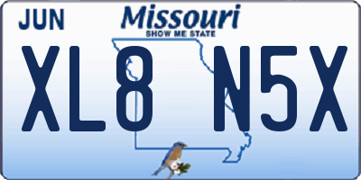MO license plate XL8N5X