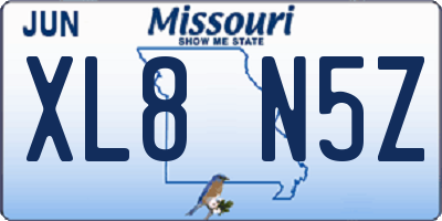 MO license plate XL8N5Z