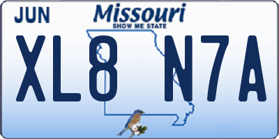 MO license plate XL8N7A