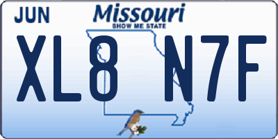 MO license plate XL8N7F