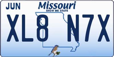 MO license plate XL8N7X