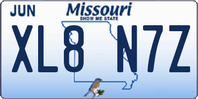 MO license plate XL8N7Z