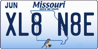 MO license plate XL8N8E
