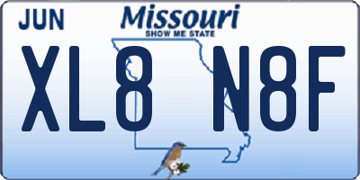 MO license plate XL8N8F
