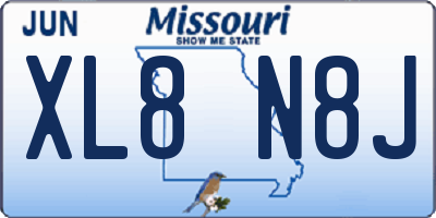 MO license plate XL8N8J