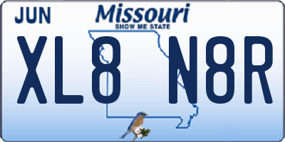 MO license plate XL8N8R