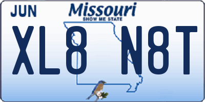 MO license plate XL8N8T