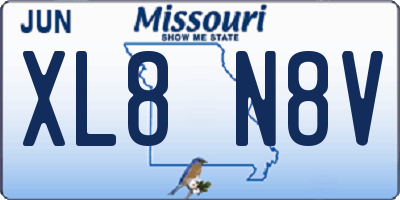 MO license plate XL8N8V