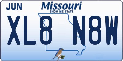 MO license plate XL8N8W