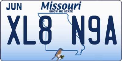 MO license plate XL8N9A