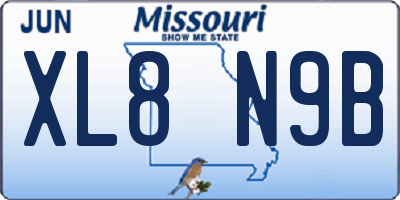 MO license plate XL8N9B