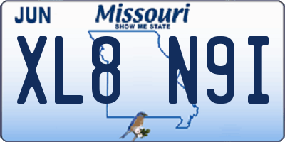 MO license plate XL8N9I
