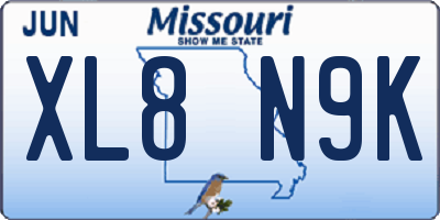 MO license plate XL8N9K