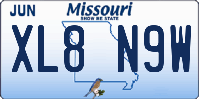 MO license plate XL8N9W