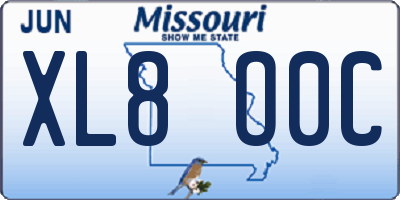 MO license plate XL8O0C