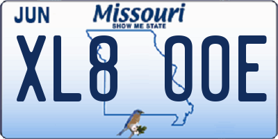 MO license plate XL8O0E