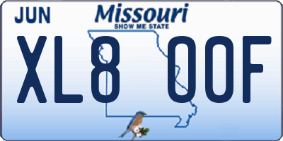 MO license plate XL8O0F