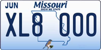 MO license plate XL8O0O