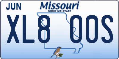 MO license plate XL8O0S